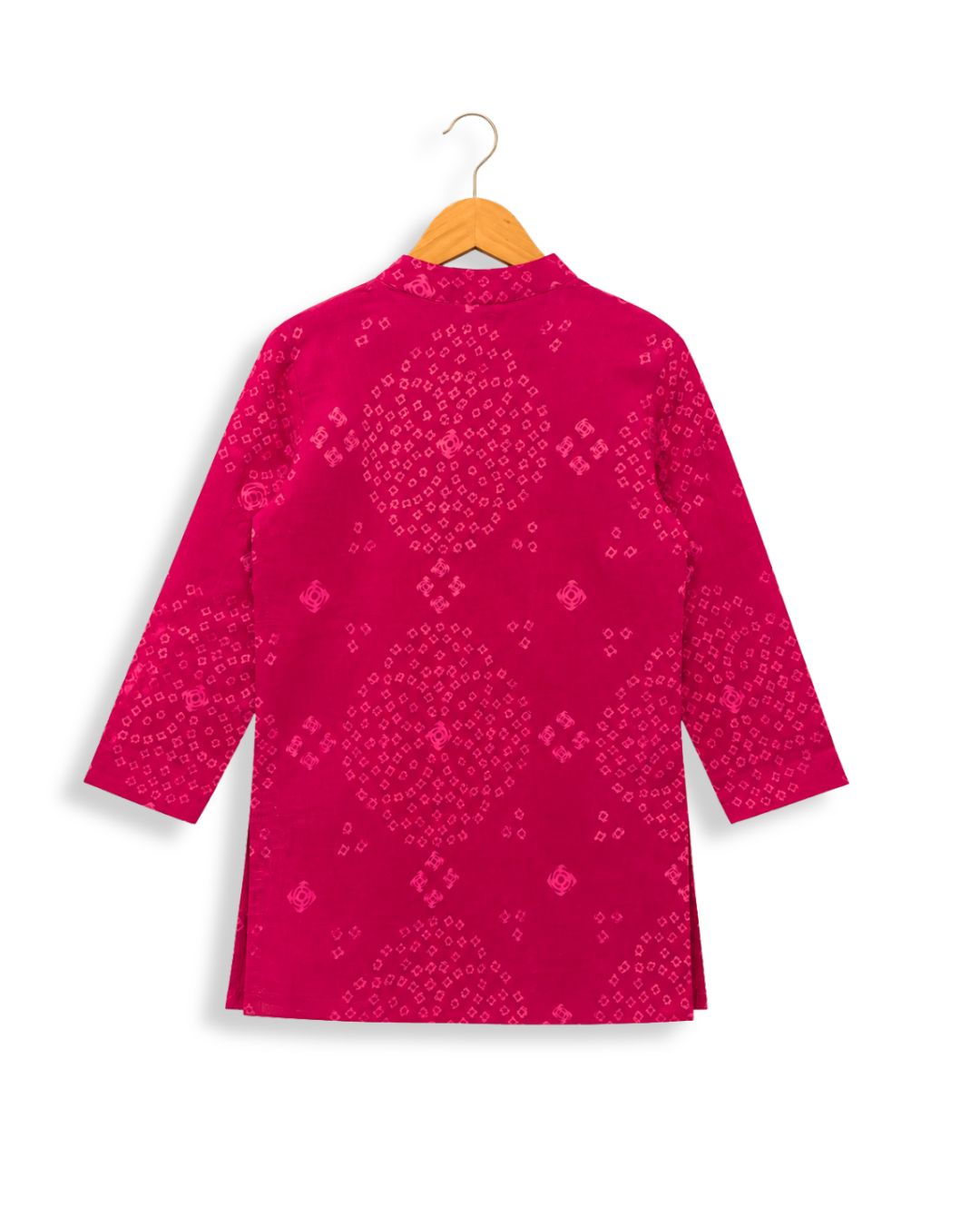 Boys Magenta Bandhani Kurta Set