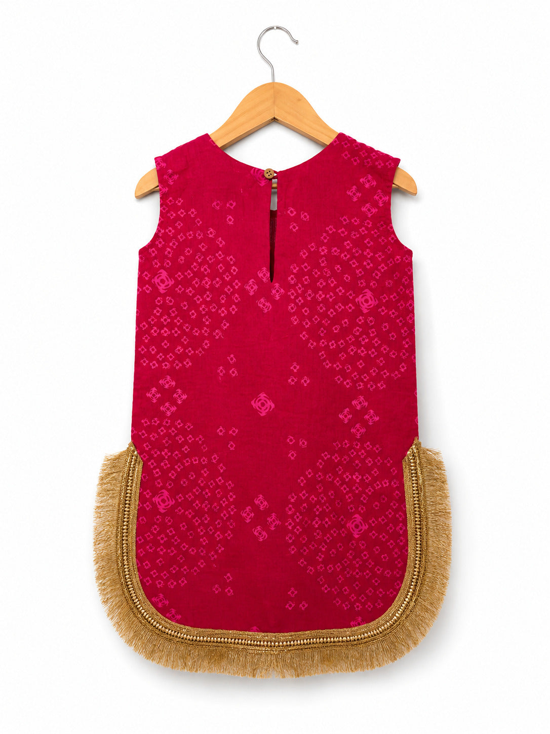Girls Magenta Bandhani Farshi Suit Set