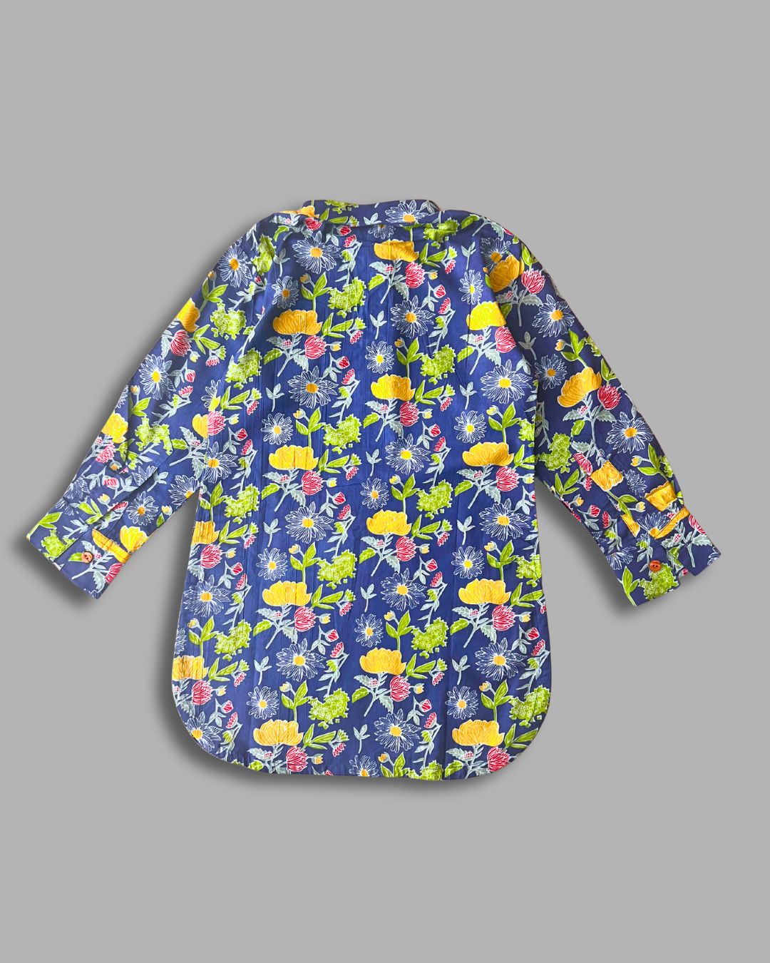 Boys Floral Kurta Pajama Set - Blue