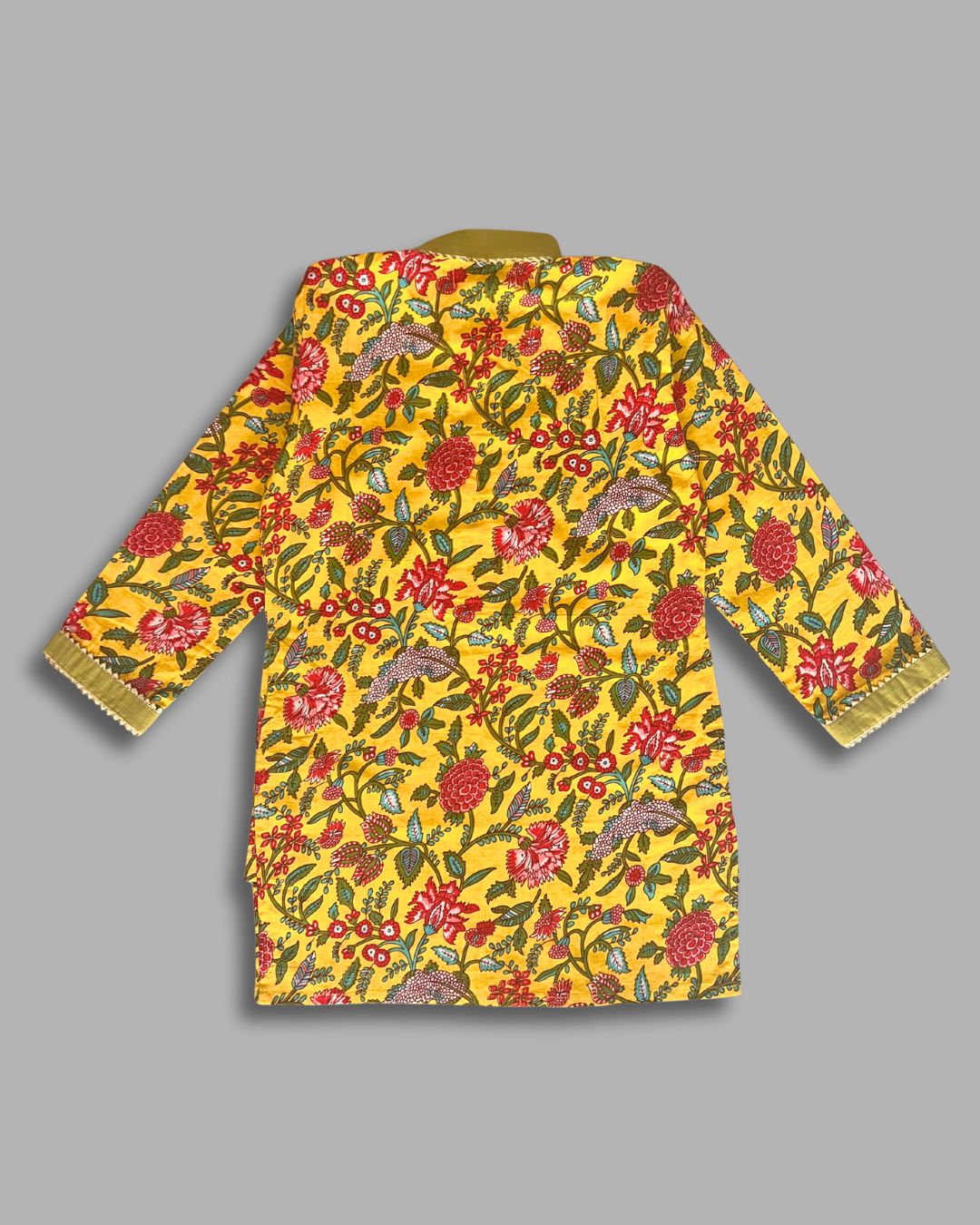 Boys Floral Kurta Pajama Set - Yellow
