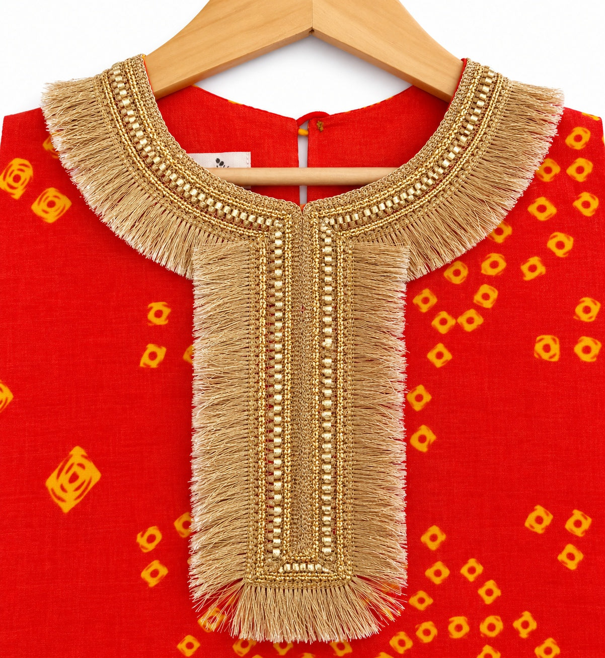 Girls Orange Bandhani Farshi Suit Set
