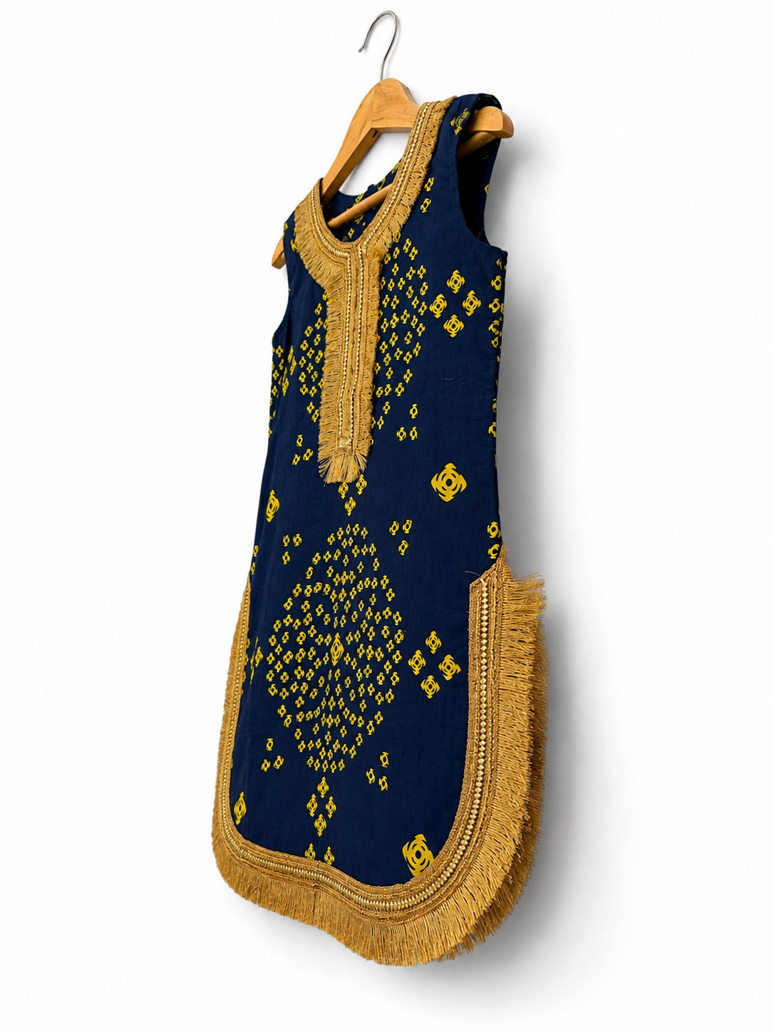 Girls Navy Bandhani Farshi Suit Set