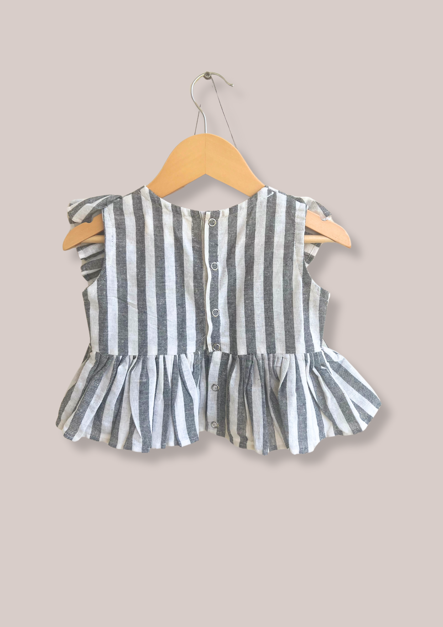 Girls Black Striped Coord Set